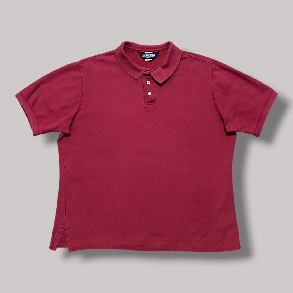 Vintage Polo Shirt Lands End Faded Cotton 80s 90s Wine Red Large Made in USA